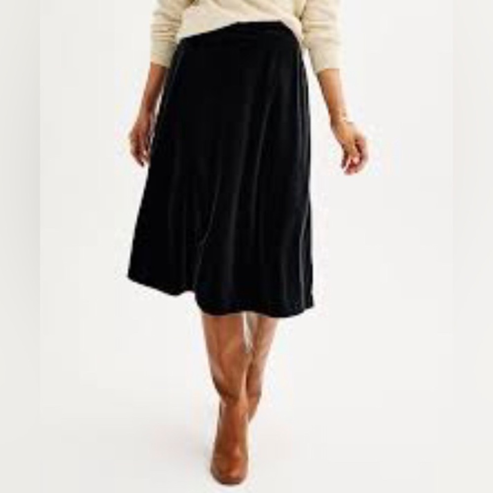 NEW Croft & Barrow Black Velour‎ Midi Skirt. XXL